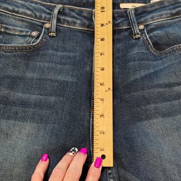 NoEnd Denim Jeans Womens Size 27 Blue Flare Mid-Rise Raw Hem Made in USA - Picture 13 of 16